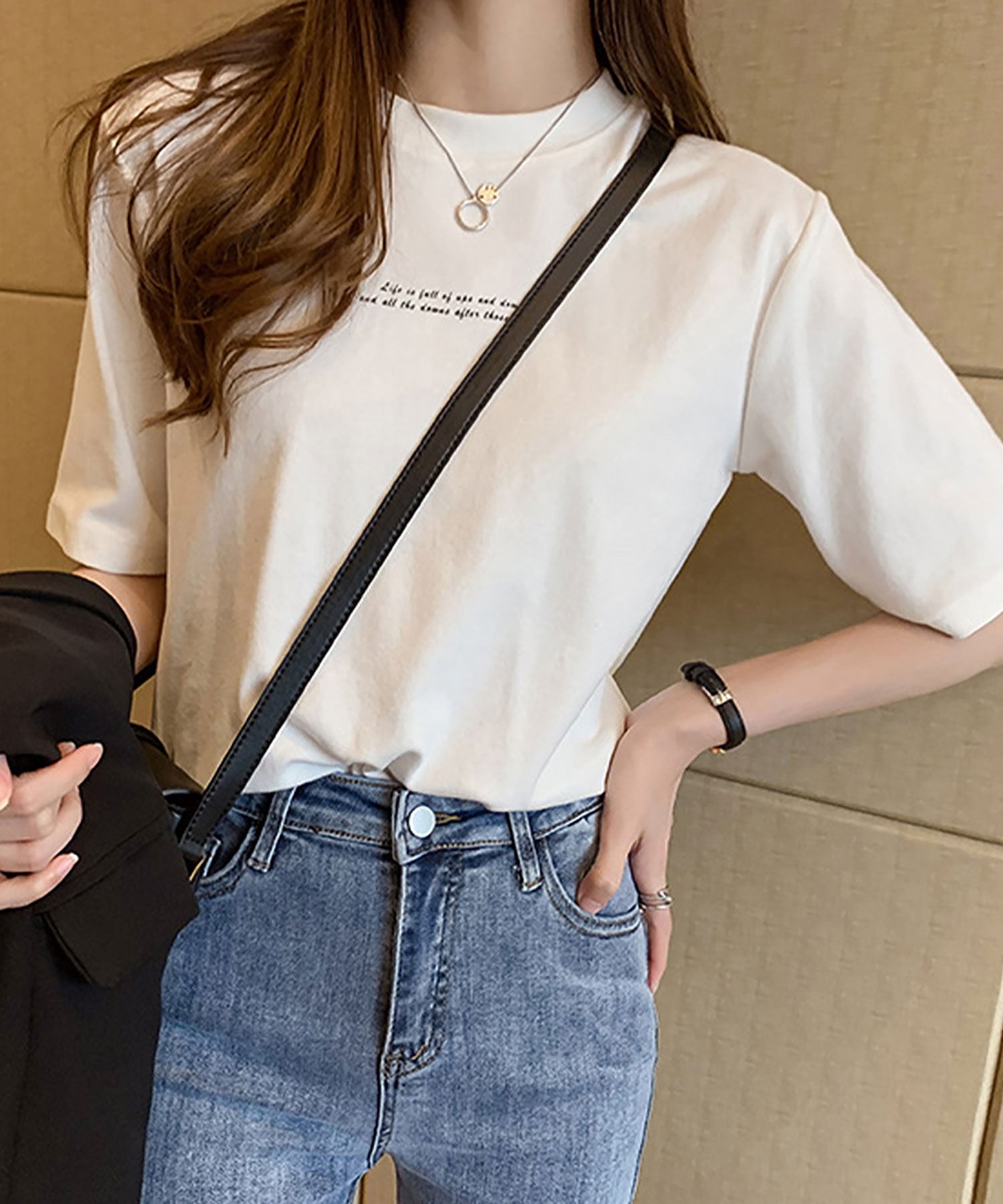 ニナエリナ Nina et Lina 英字ロゴ半袖ラウンドネックTシャツ （ホワイト） ホワイト