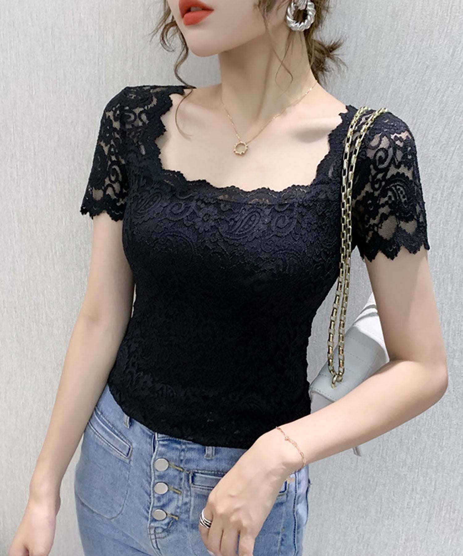 ニナエリナ Nina et Lina 総レースブラウス （リーフグリーン） リーフグリーン