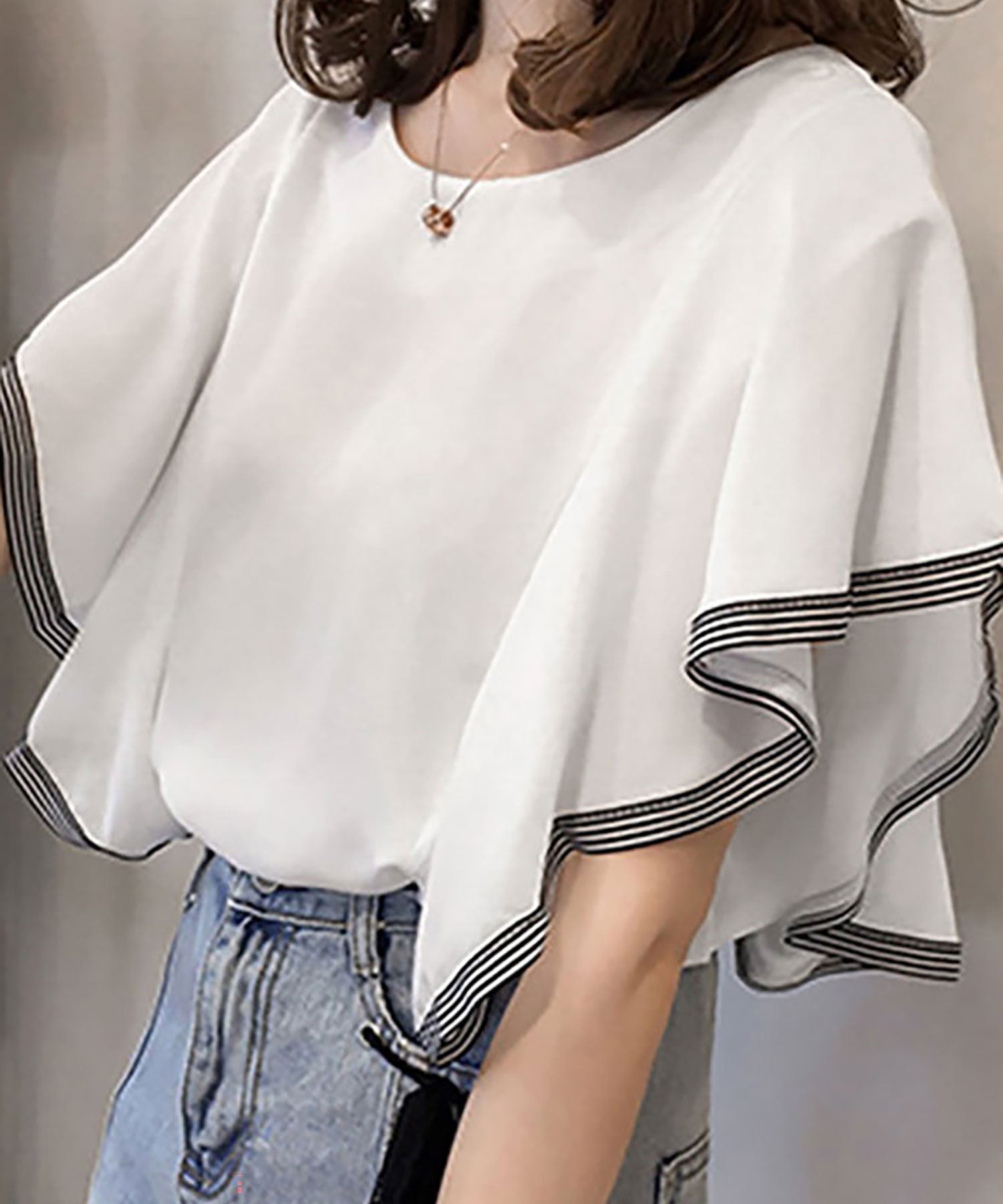 Nina et Lina Chiffon Sleeve Frill Top