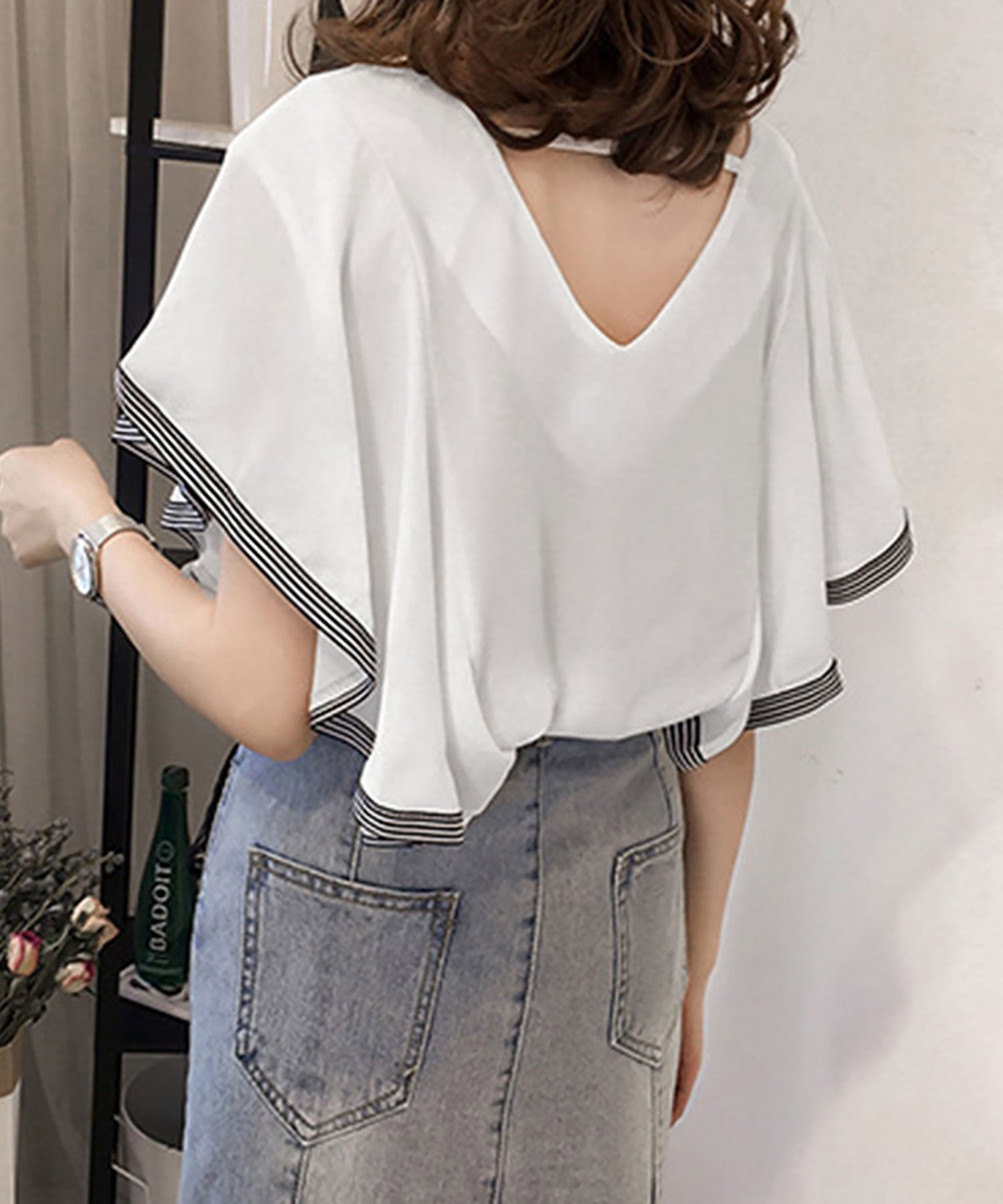 Nina et Lina Chiffon Sleeve Frill Top