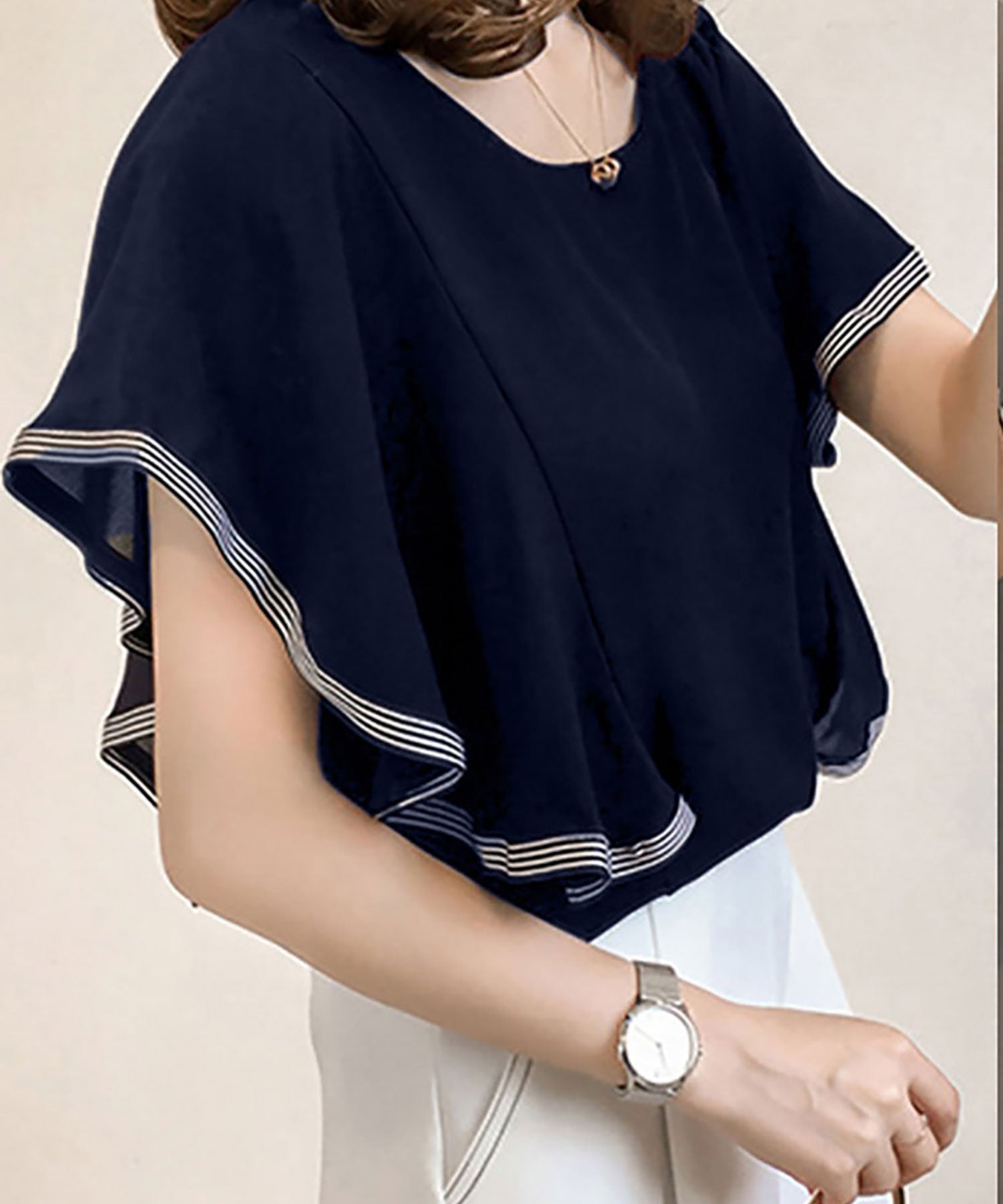 Nina et Lina Chiffon Sleeve Frill Top