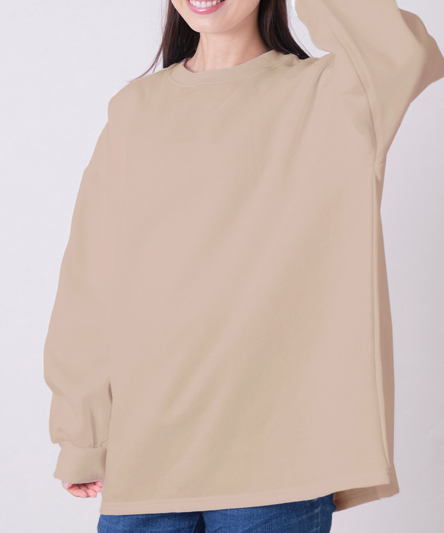 ニナエリナ Nina et Lina 裏起毛ドロップショルダートレーナー （ベージュ） ベージュ