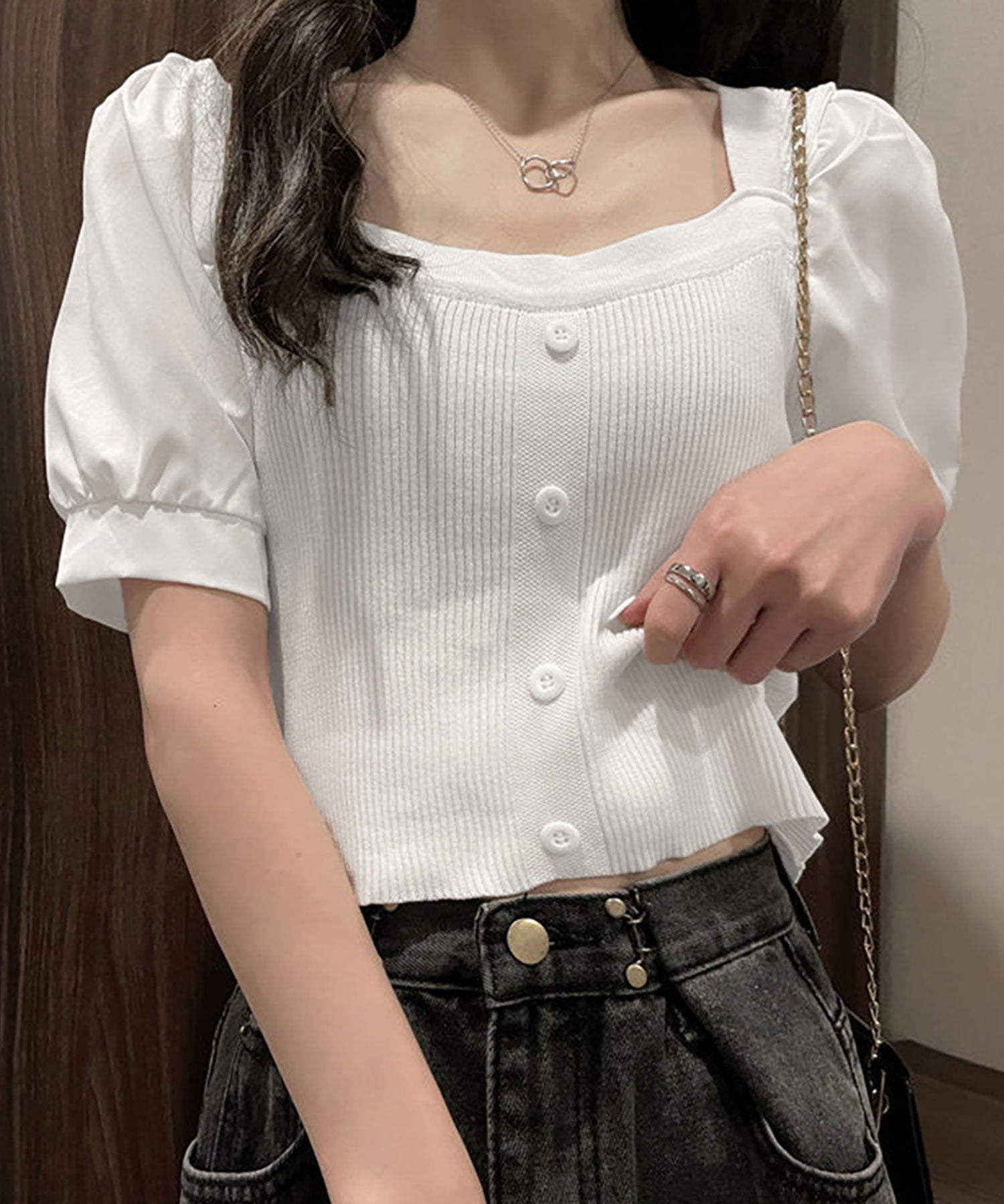 Nina et Lina Mixed Material Chiffon Summer Knit
