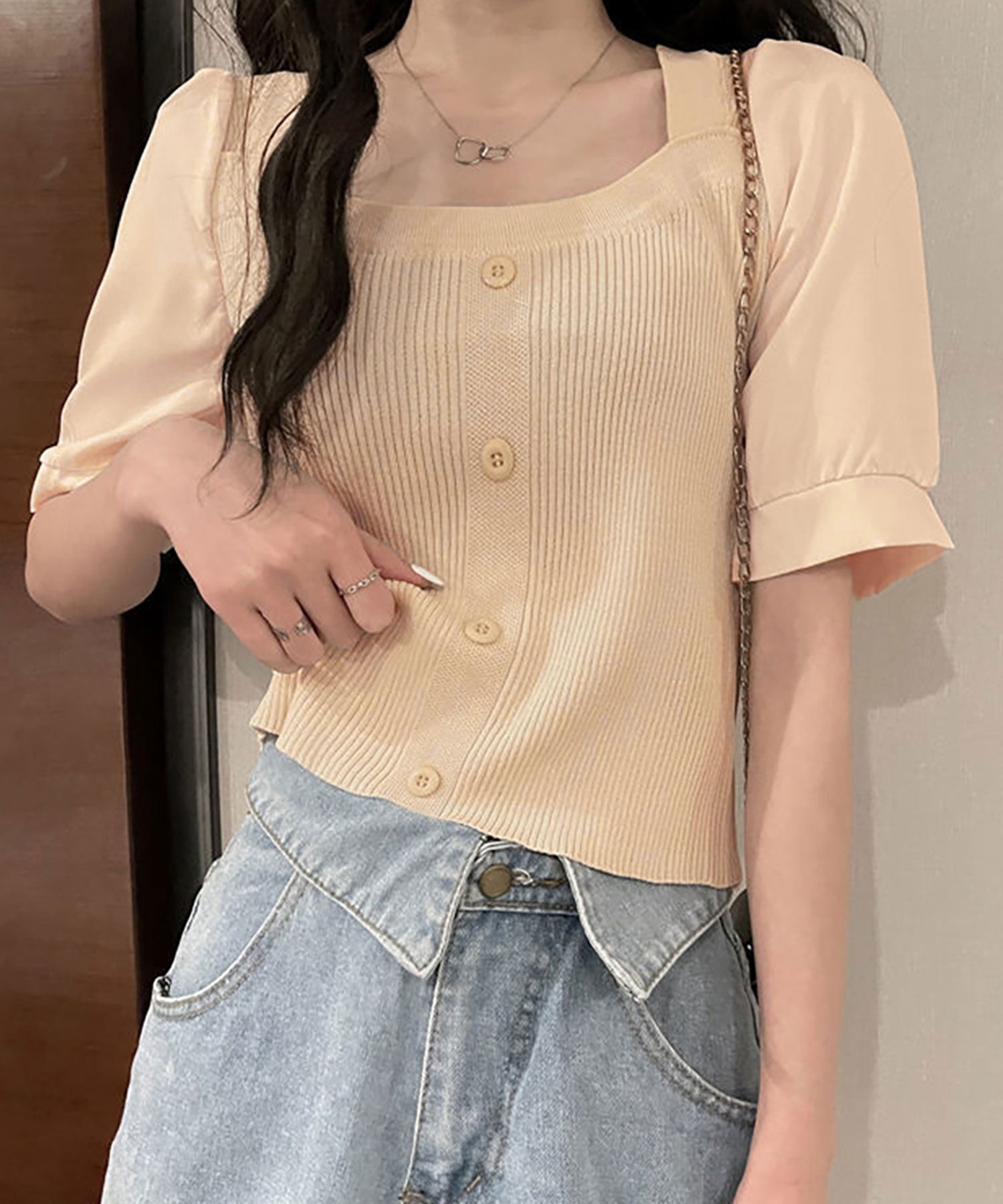 Nina et Lina Mixed Material Chiffon Summer Knit
