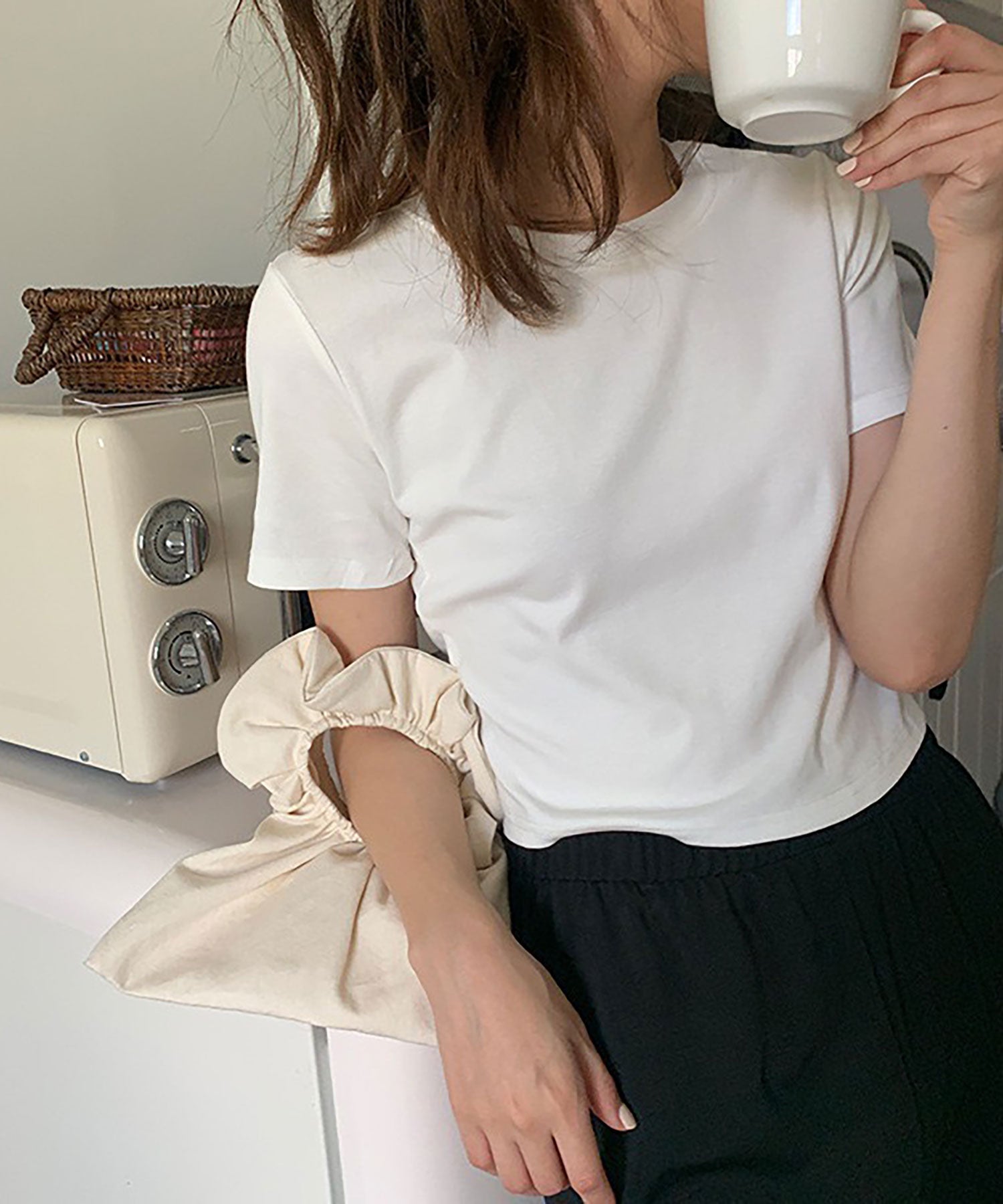 ニナエリナ Nina et Lina ショート丈Tシャツ （グレー） グレー