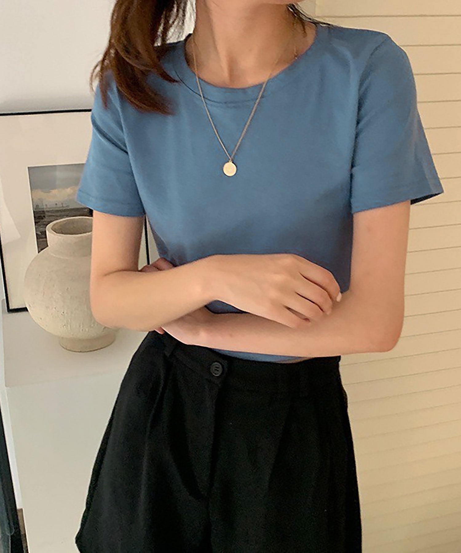 ニナエリナ Nina et Lina ショート丈Tシャツ （ブルー） ブルー