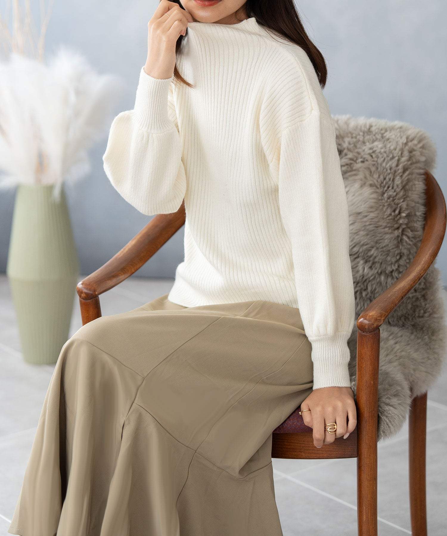 ニナエリナ Nina et Lina プチハイネックニット （ホワイト） ホワイト