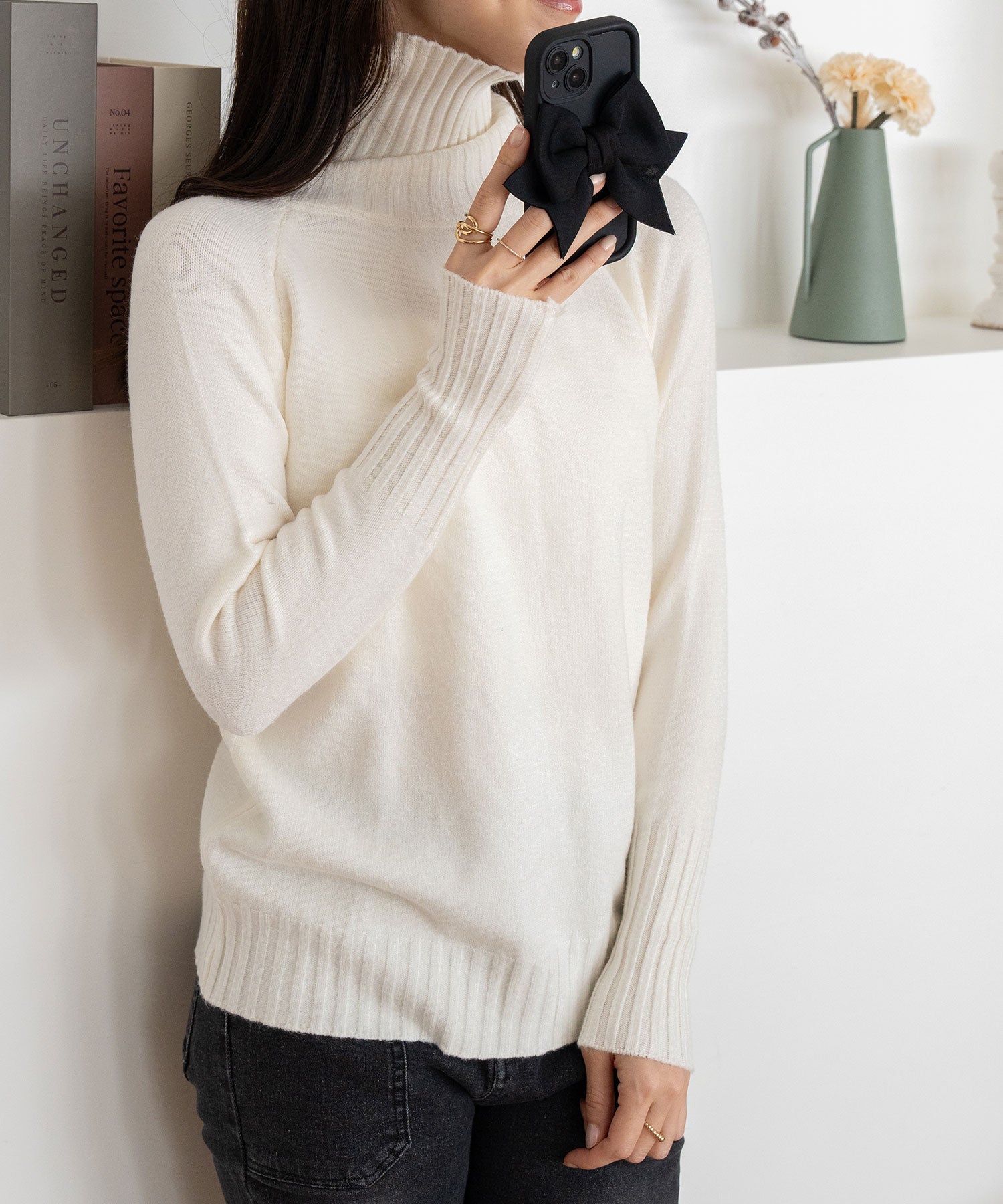 ニナエリナ Nina et Lina タートルネックニット （ホワイト） ホワイト