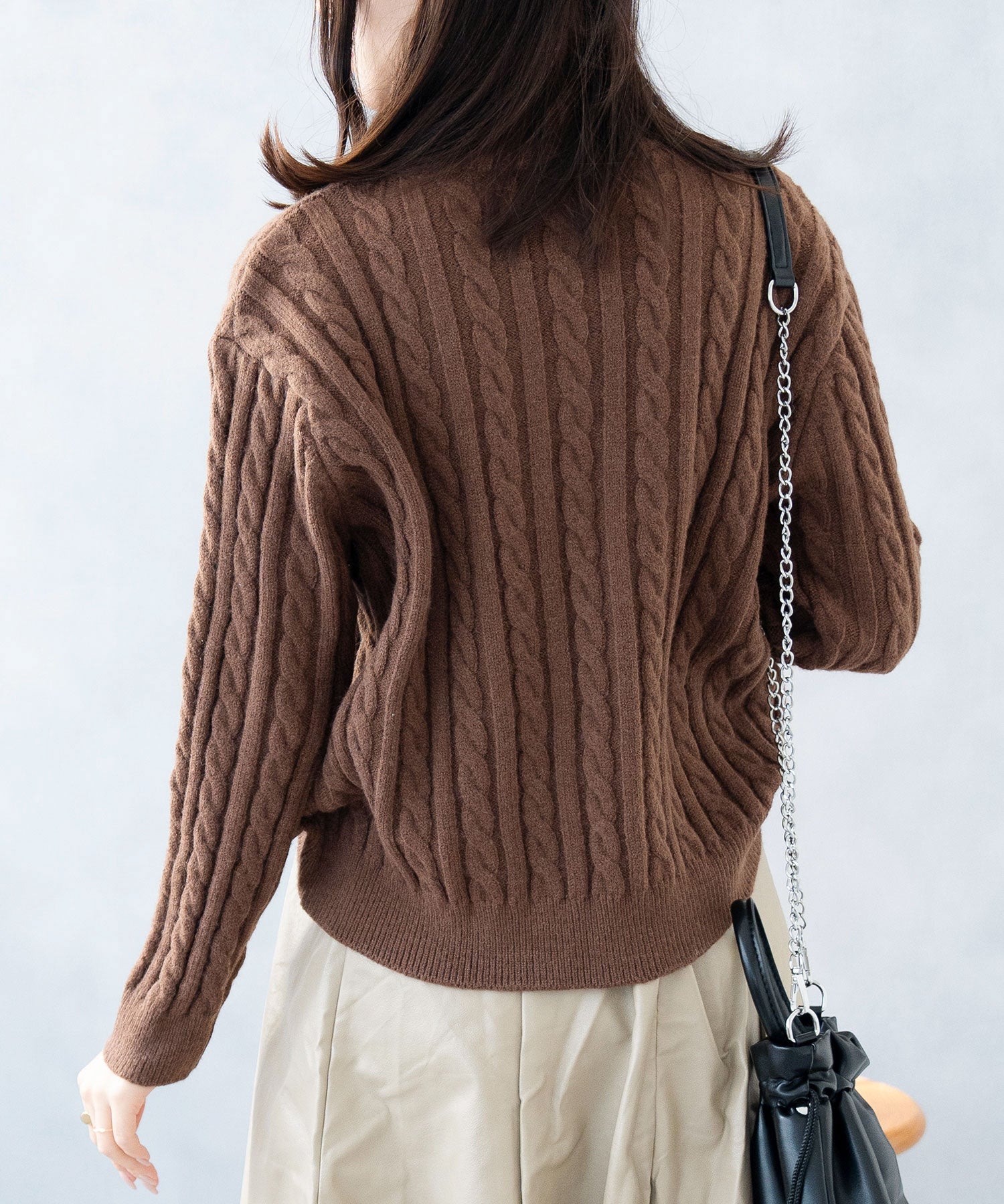 ニナエリナ Nina et Lina ハイネックニットトップス （ブラウン） ブラウン