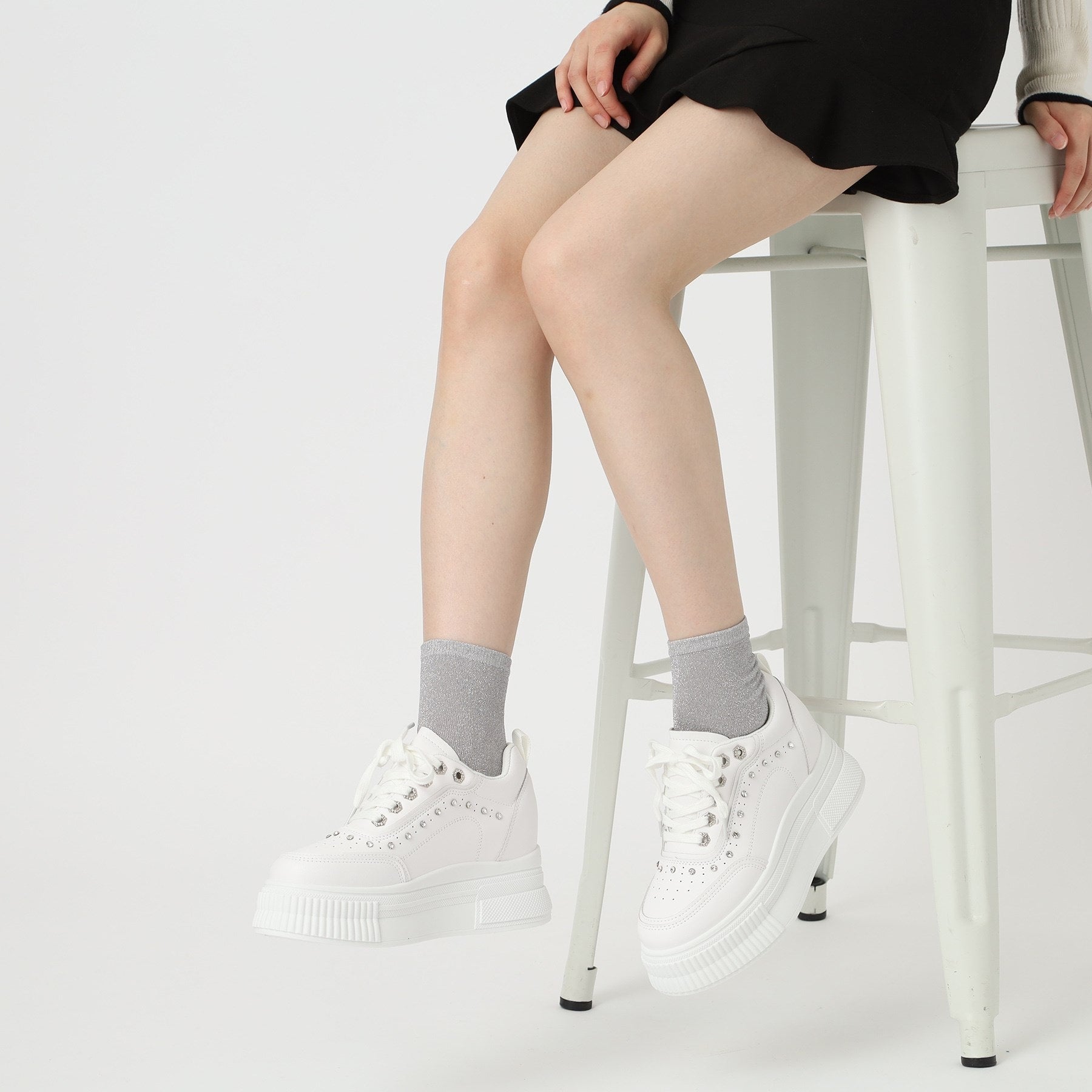 CS T&P csT&P 輕量厚底運動鞋，後跟鑲有水鑽