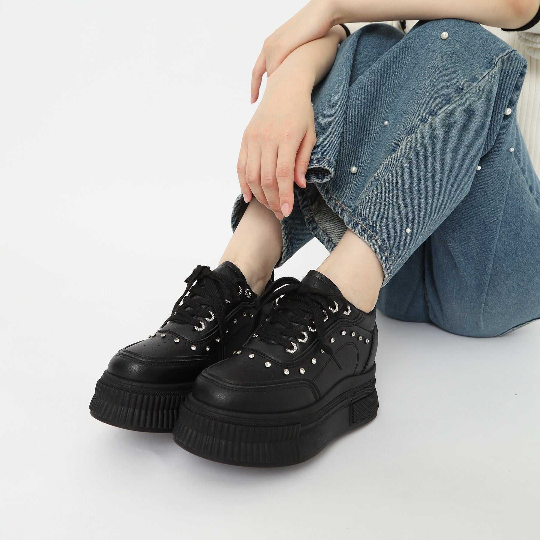 CS T&P csT&P 輕量厚底運動鞋，後跟鑲有水鑽