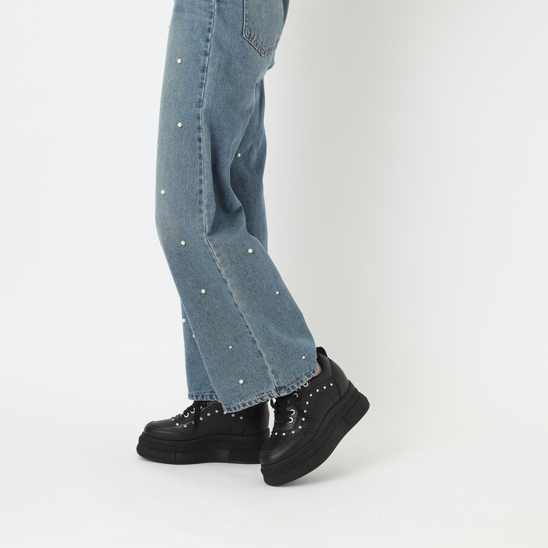 CS T&P csT&P 輕量厚底運動鞋，後跟鑲有水鑽