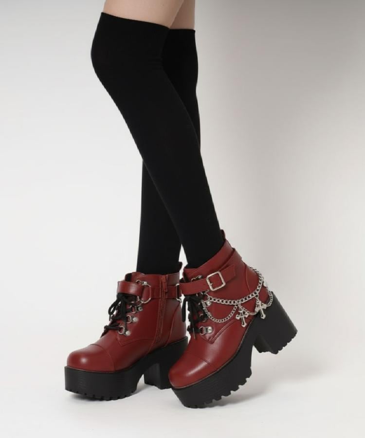 シーエス ティーアンドピー csT&P 厚底十字架チャーム付きチェーンブーツ （ホワイト(001)） ホワイト(001)