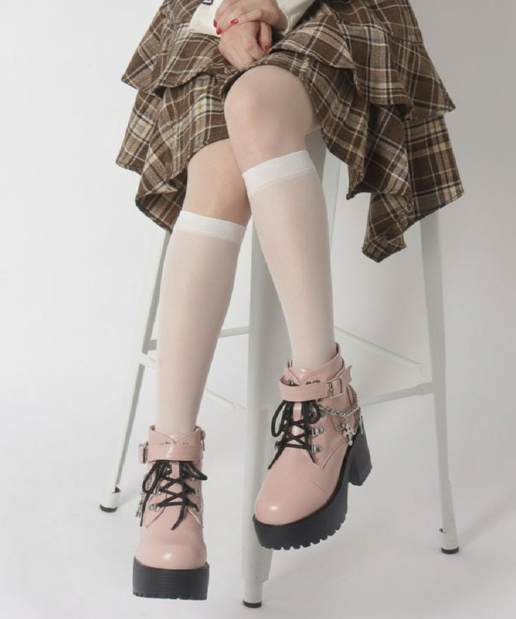 シーエス ティーアンドピー csT&P 厚底十字架チャーム付きチェーンブーツ （ホワイト(001)） ホワイト(001)