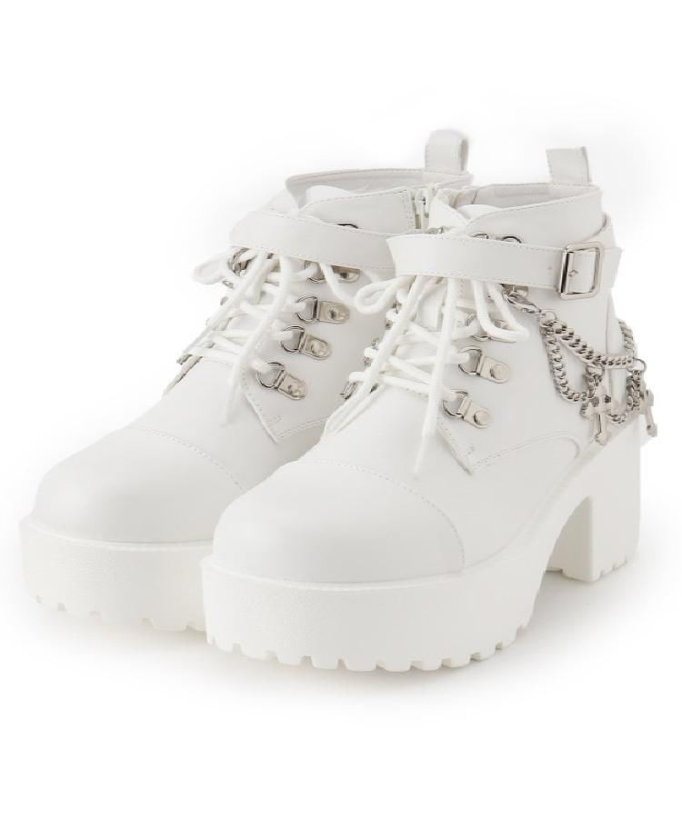 シーエス ティーアンドピー csT&P 厚底十字架チャーム付きチェーンブーツ （ホワイト(001)） ホワイト(001)