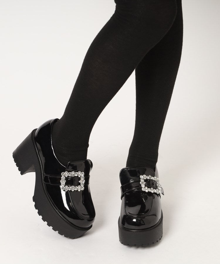 シーエス ティーアンドピー csT&P 厚底キラキラストーンバックル ローファーパンプス （ブラック(219)） ブラック(219)