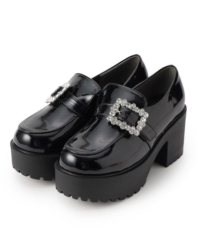 シーエス ティーアンドピー csT&P 厚底キラキラストーンバックル ローファーパンプス （ブラック(219)） ブラック(219)