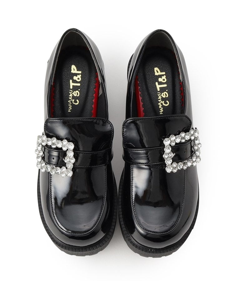 シーエス ティーアンドピー csT&P 厚底キラキラストーンバックル ローファーパンプス （ブラック(219)） ブラック(219)