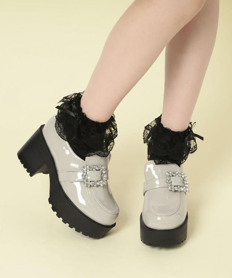 シーエス ティーアンドピー csT&P 厚底キラキラストーンバックル ローファーパンプス （ブラック(219)） ブラック(219)