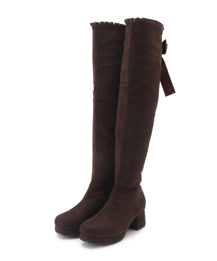 シーエス ティーアンドピー csT&P 夢見るリボン付きロングブーツ厚底 （ブラウン(143)） ブラウン(143)