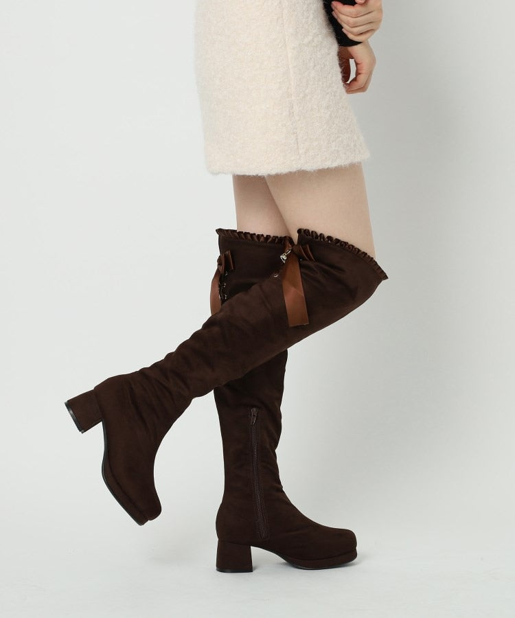 シーエス ティーアンドピー csT&P 夢見るリボン付きロングブーツ厚底 （ブラウン(143)） ブラウン(143)