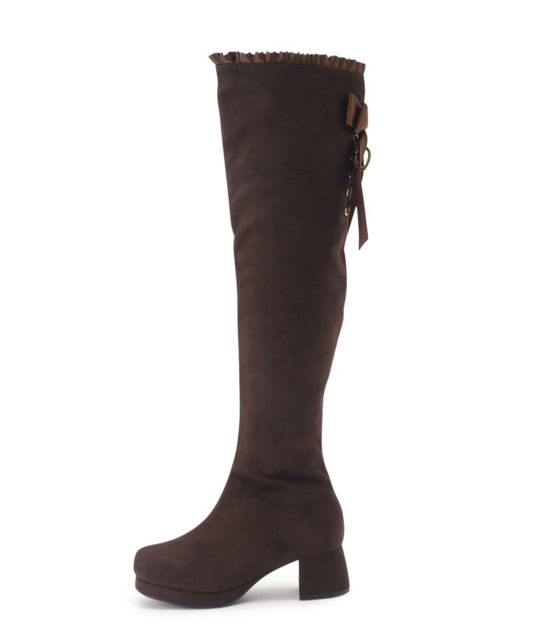 シーエス ティーアンドピー csT&P 夢見るリボン付きロングブーツ厚底 （ブラウン(143)） ブラウン(143)