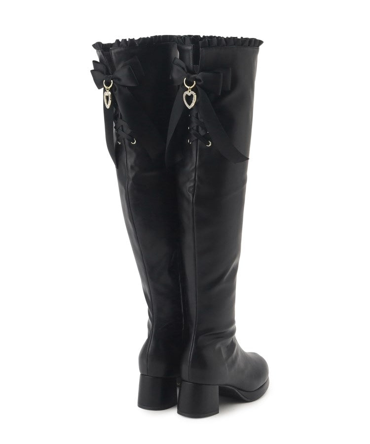 シーエス ティーアンドピー csT&P 夢見るリボン付きロングブーツ厚底 （ブラウン(143)） ブラウン(143)