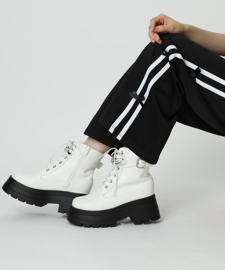 シーエス ティーアンドピー csT&P 厚底3段ソールチェーン付き ベルト付きレースアップブーツ （ホワイト(001)） ホワイト(001)