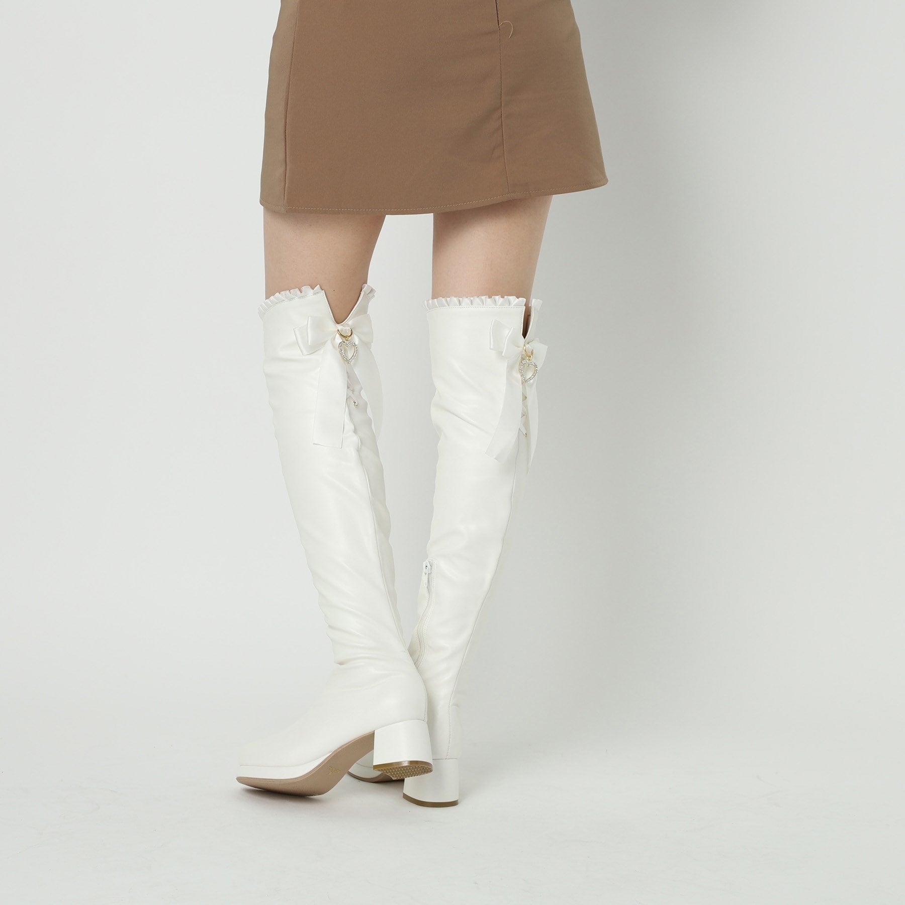 CS T&P Dreamy Ribbon Long Boots with Thick Sole