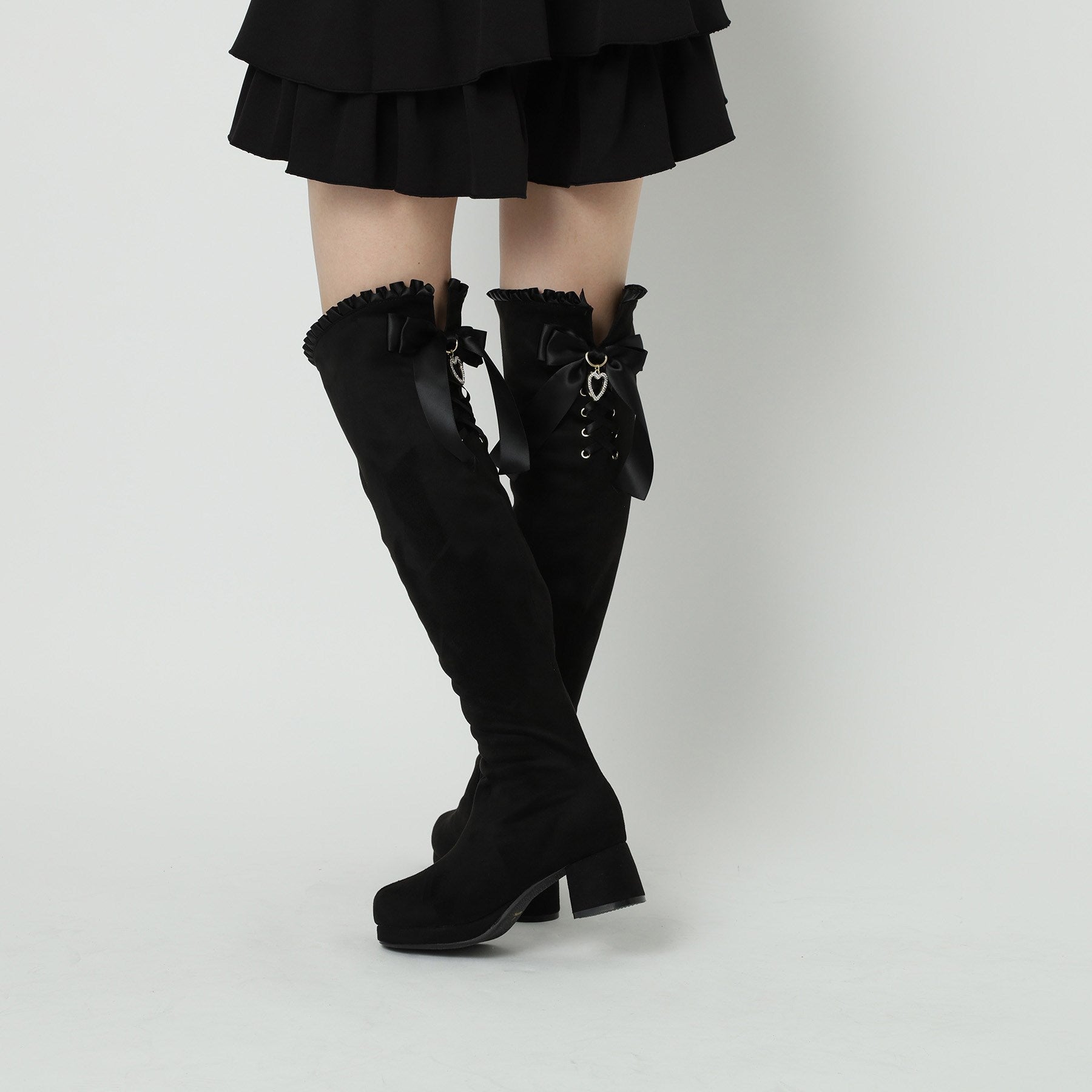 CS T&P Dreamy Ribbon Long Boots with Thick Sole