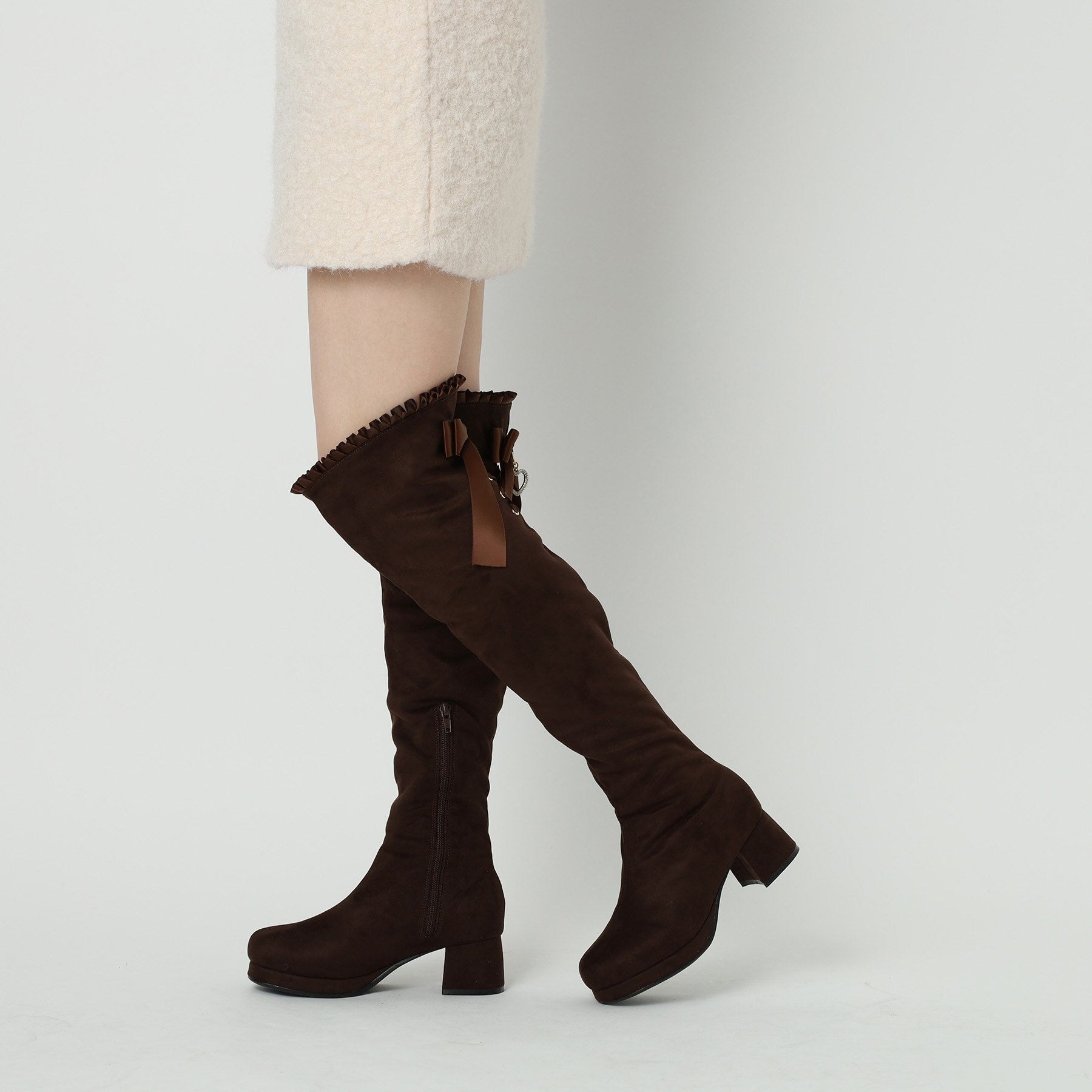 CS T&P Dreamy Ribbon Long Boots with Thick Sole