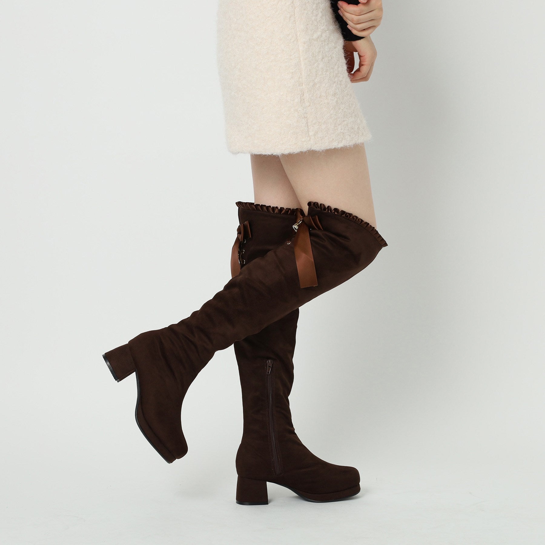 CS T&P Dreamy Ribbon Long Boots with Thick Sole