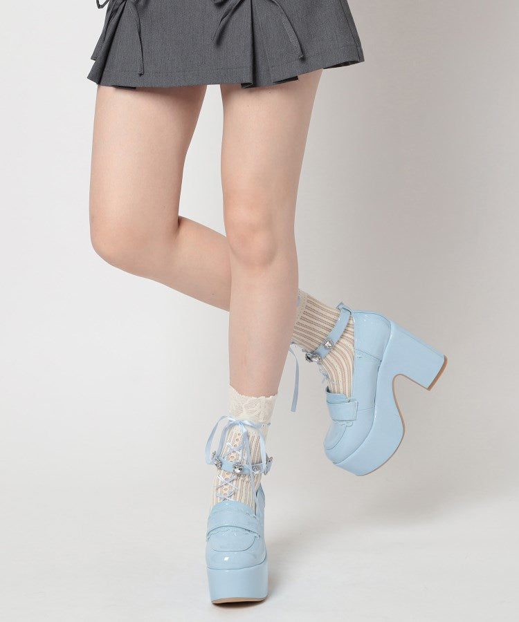 シーエス ティーアンドピー csT&P 厚底リボン付き3WAYキラキラパンプス （ブラック(019)） ブラック(019)