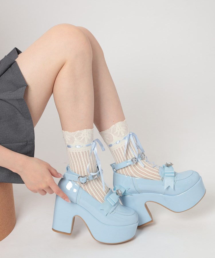 シーエス ティーアンドピー csT&P 厚底リボン付き3WAYキラキラパンプス （ブラック(019)） ブラック(019)