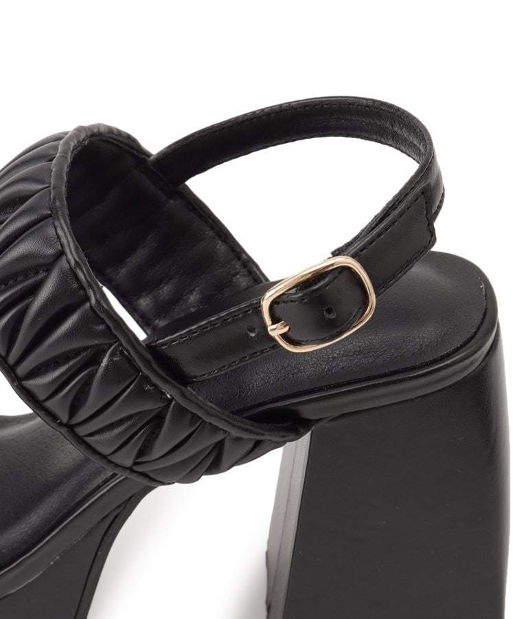 シーエス ティーアンドピー csT&P ギャザーダブルベルト チャンキーヒールサンダル （ブラック(019)） ブラック(019)