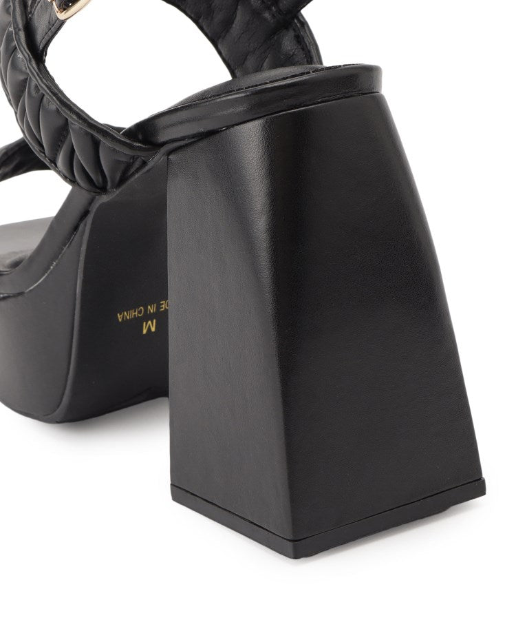 シーエス ティーアンドピー csT&P ギャザーダブルベルト チャンキーヒールサンダル （ブラック(019)） ブラック(019)