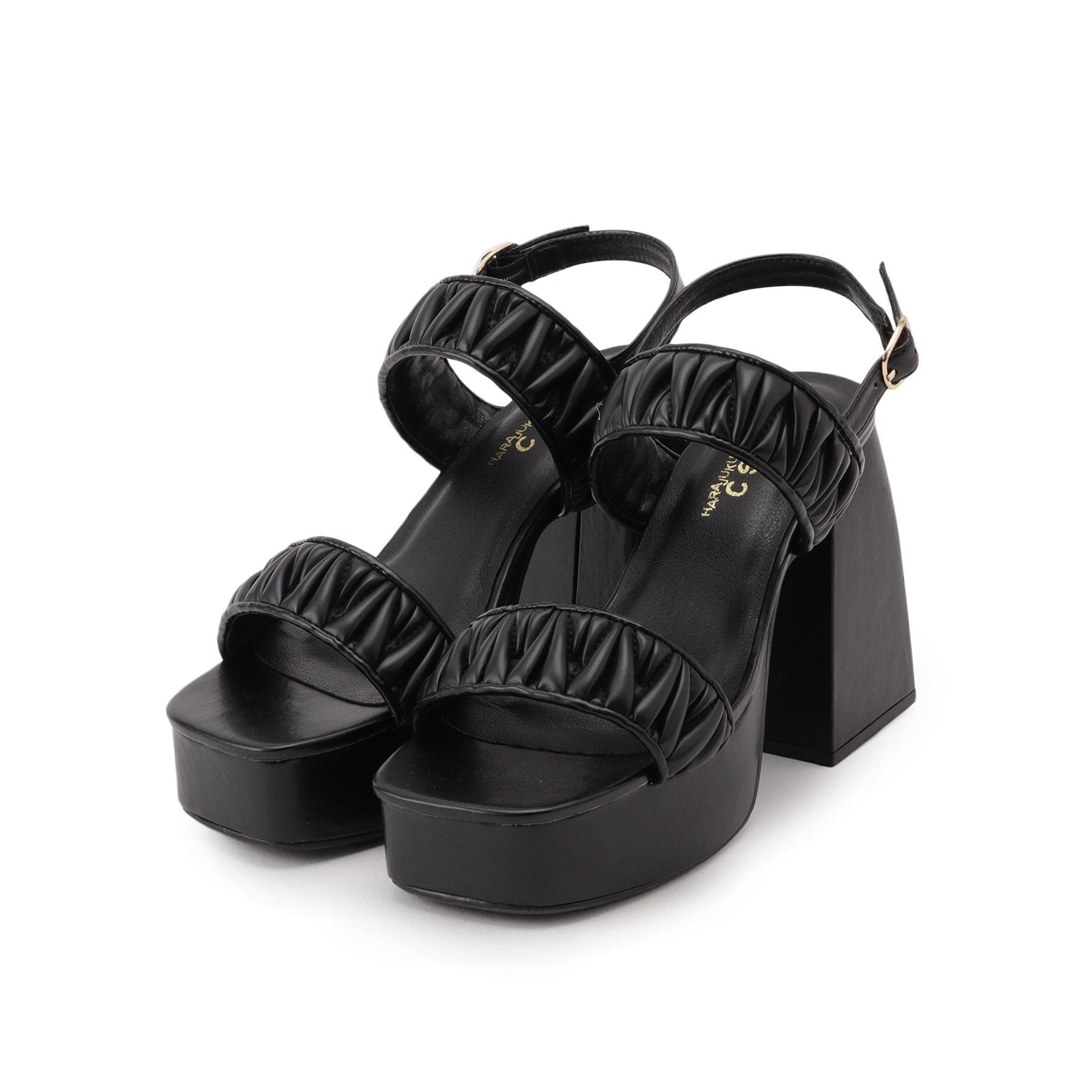 シーエス ティーアンドピー csT&P ギャザーダブルベルト チャンキーヒールサンダル （ホワイト(001)） ホワイト(001)