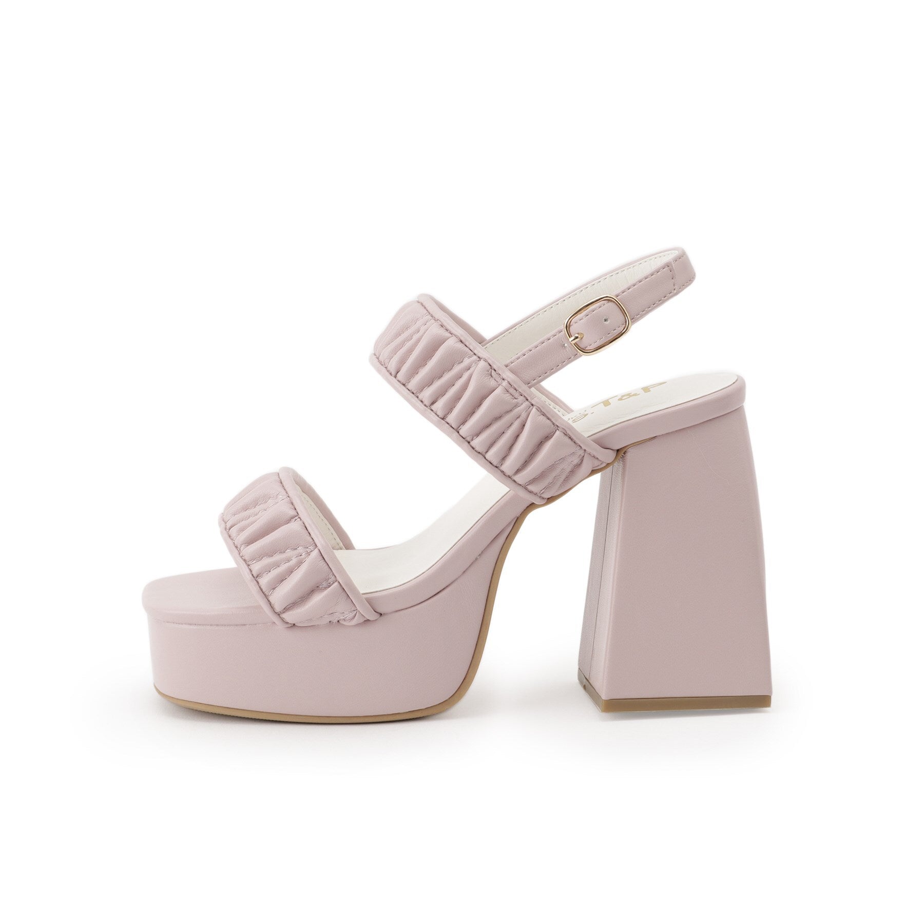 シーエス ティーアンドピー csT&P ギャザーダブルベルト チャンキーヒールサンダル （ホワイト(001)） ホワイト(001)