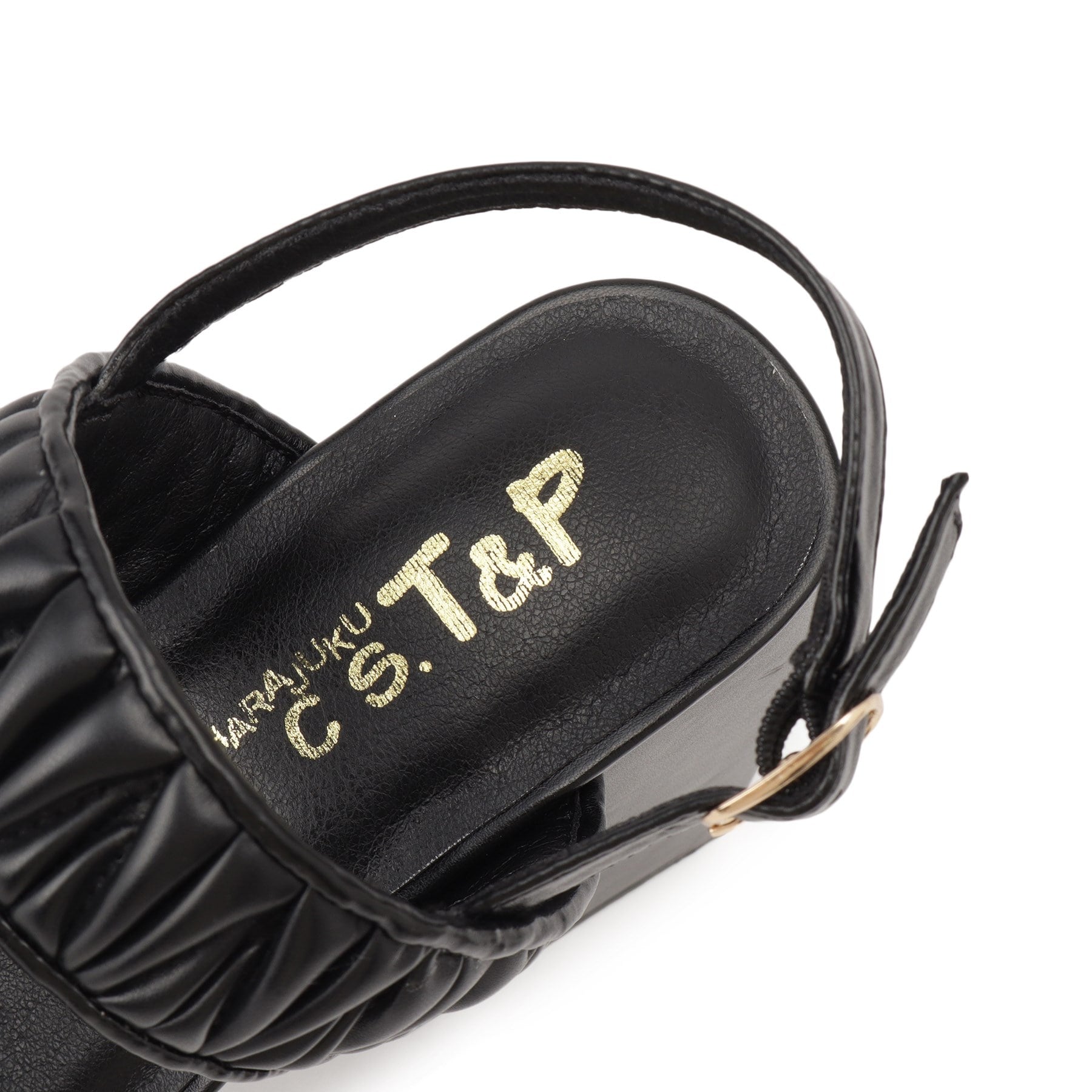 シーエス ティーアンドピー csT&P ギャザーダブルベルト チャンキーヒールサンダル （ホワイト(001)） ホワイト(001)