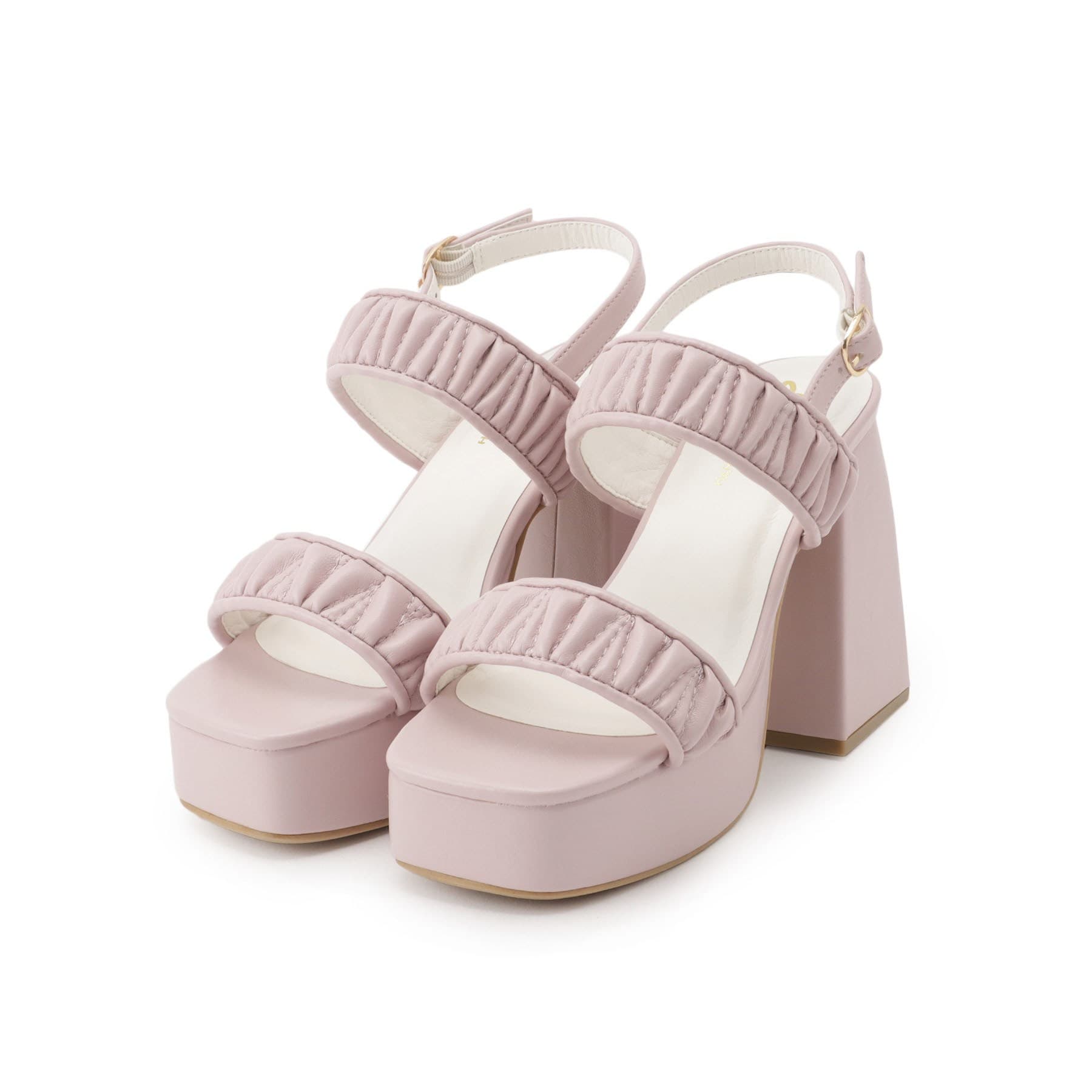 シーエス ティーアンドピー csT&P ギャザーダブルベルト チャンキーヒールサンダル （ピンク(072)） ピンク(072)