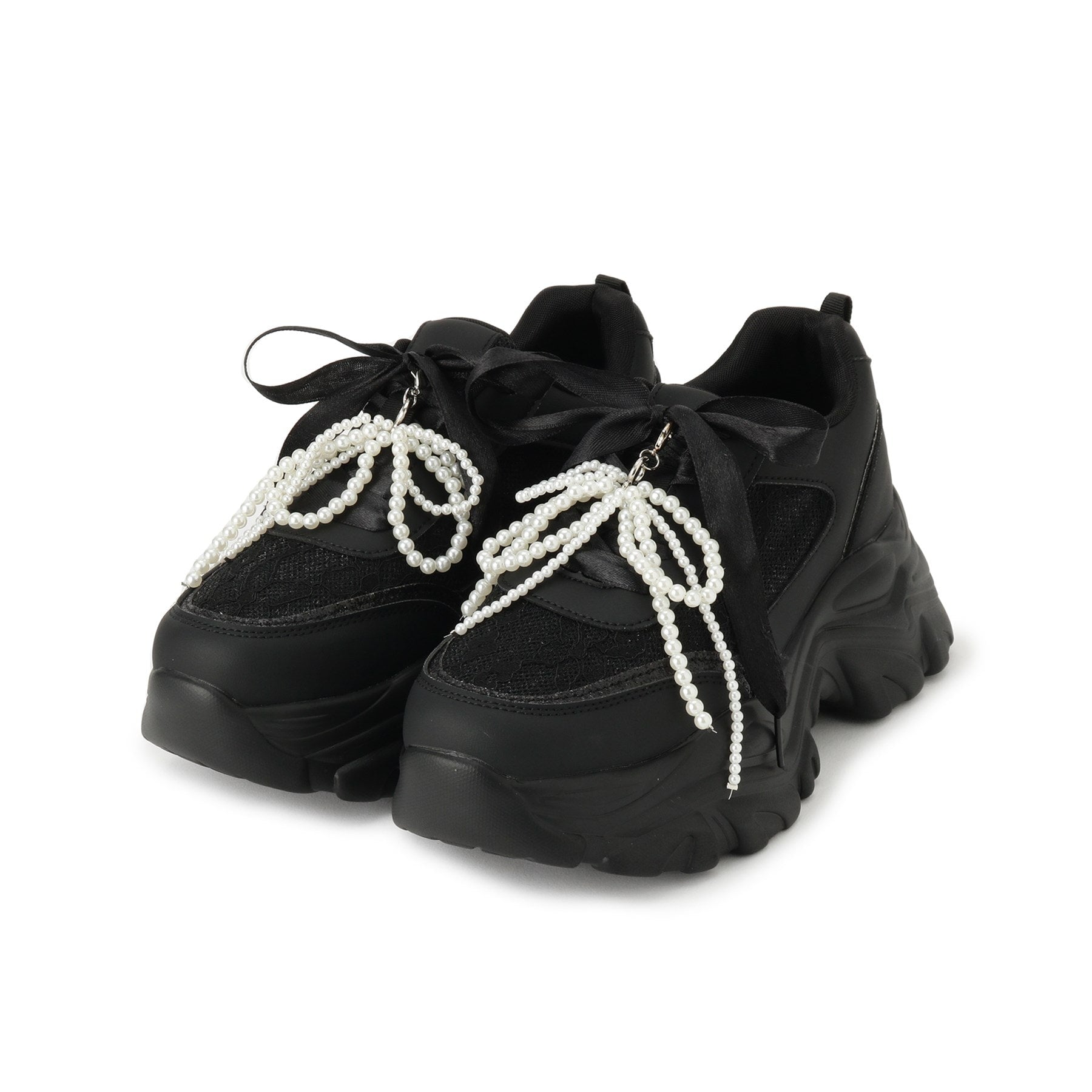 csT&P csT&P Thick-soled Lace Sneakers with Pearls