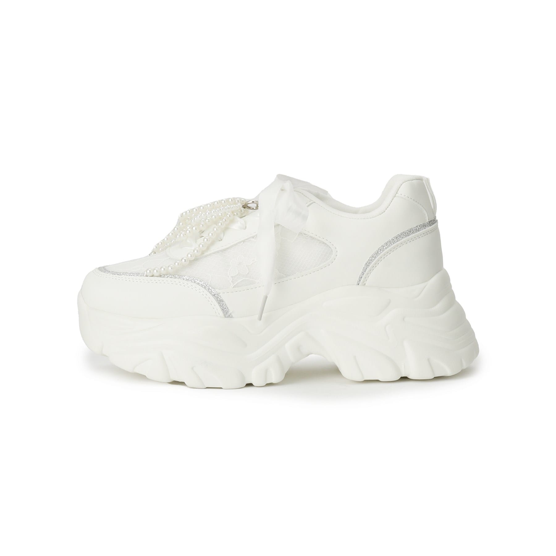 csT&P csT&P Thick-soled Lace Sneakers with Pearls