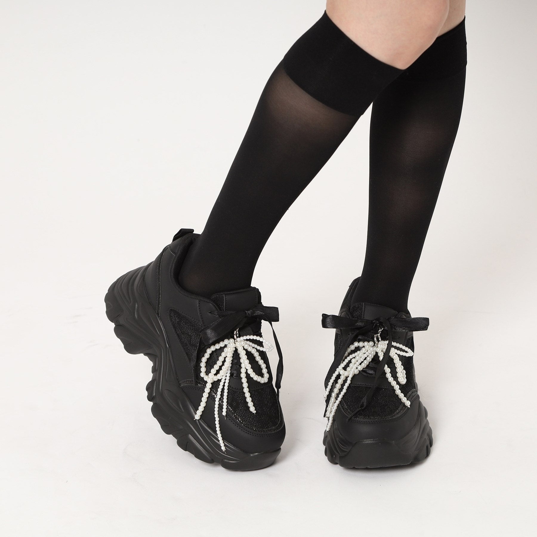 csT&P csT&P Thick-soled Lace Sneakers with Pearls