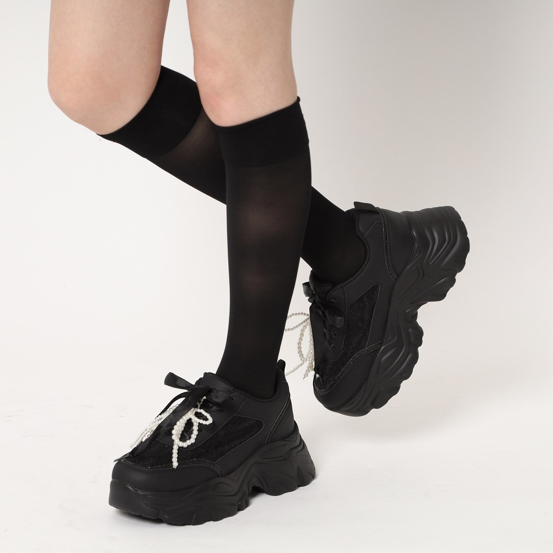 csT&P csT&P Thick-soled Lace Sneakers with Pearls