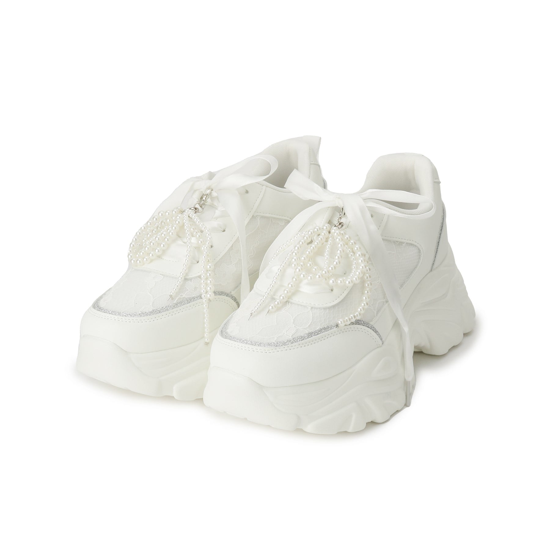 csT&P csT&P Thick-soled Lace Sneakers with Pearls
