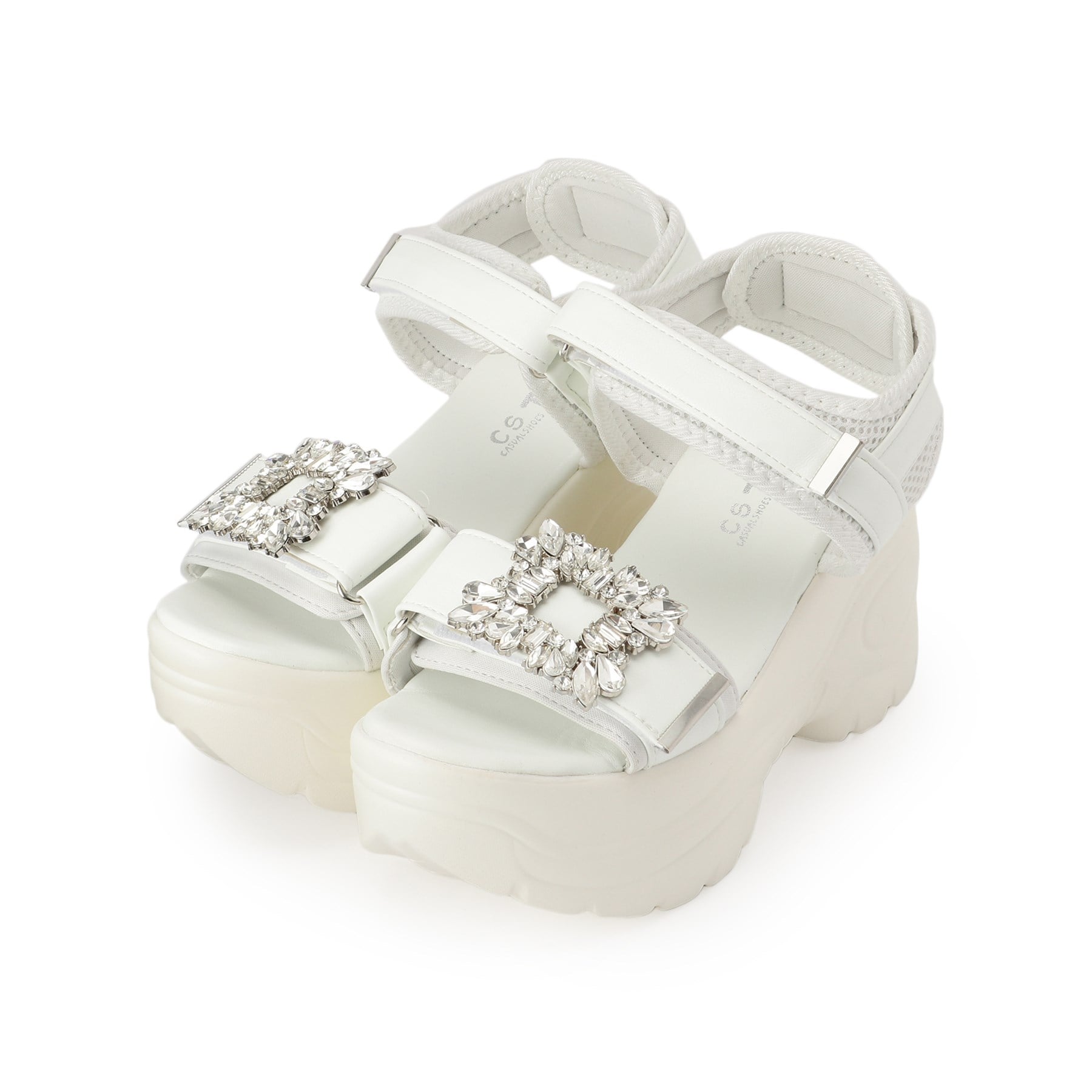 シーエス ティーアンドピー csT&P 厚底ビジューバックルサンダル （ホワイト(001)） ホワイト(001)