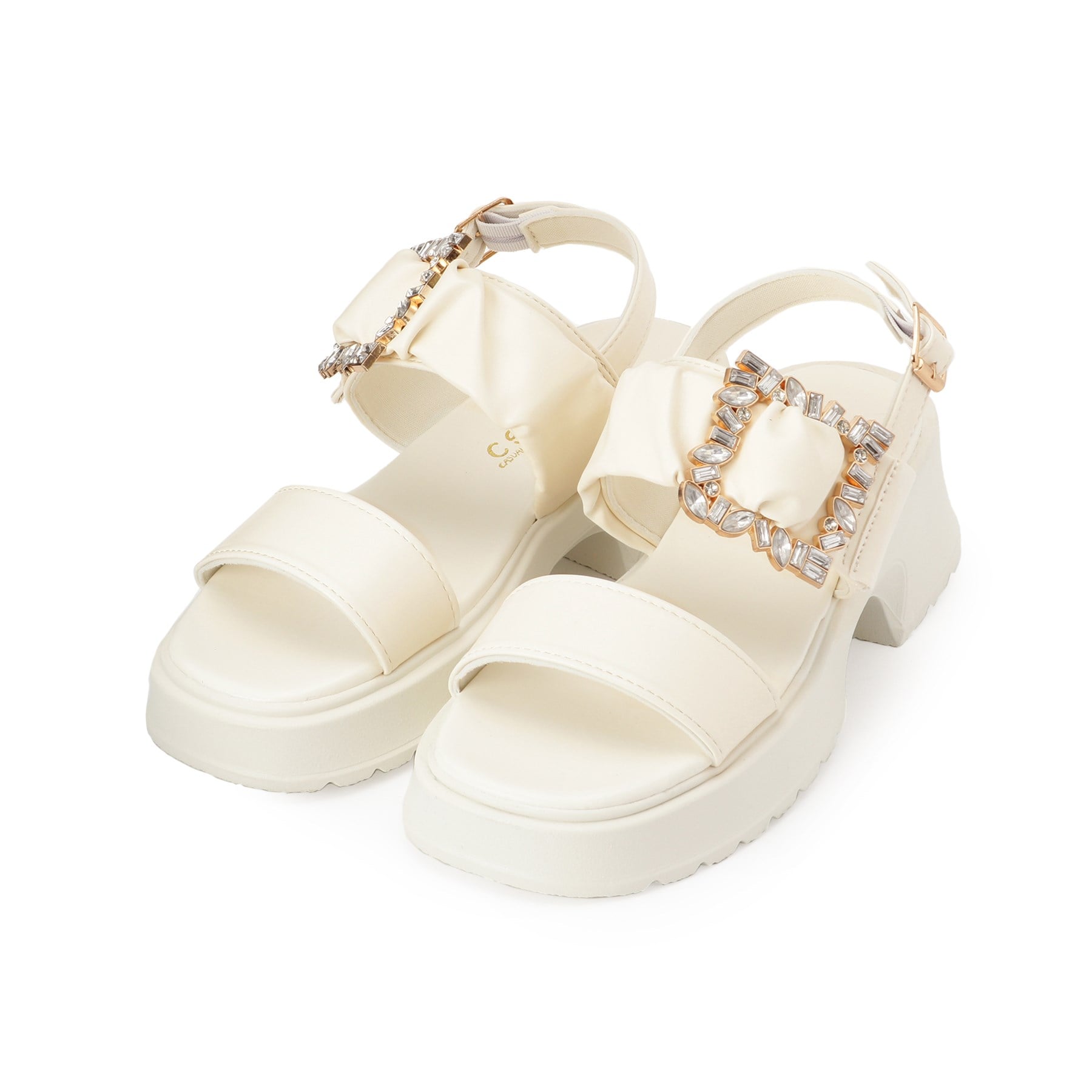 シーエス ティーアンドピー csT&P バックル付きギャザーサンダル （ベージュ(052)） ベージュ(052)