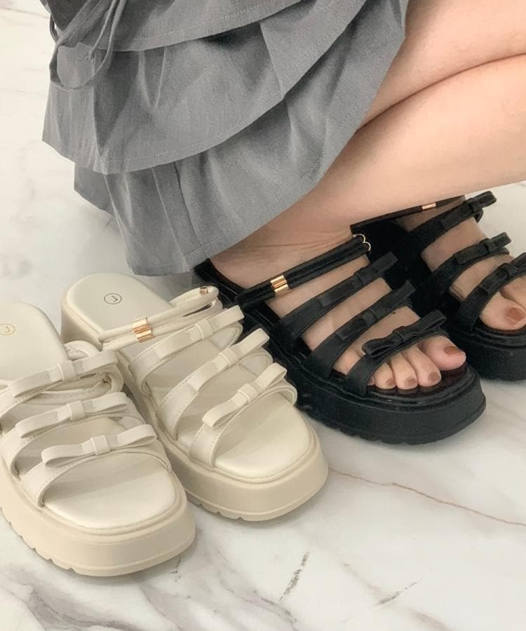 シーエス ティーアンドピー csT&P 3連リボンバレエコアサンダル （アイボリー(004)） アイボリー(004)