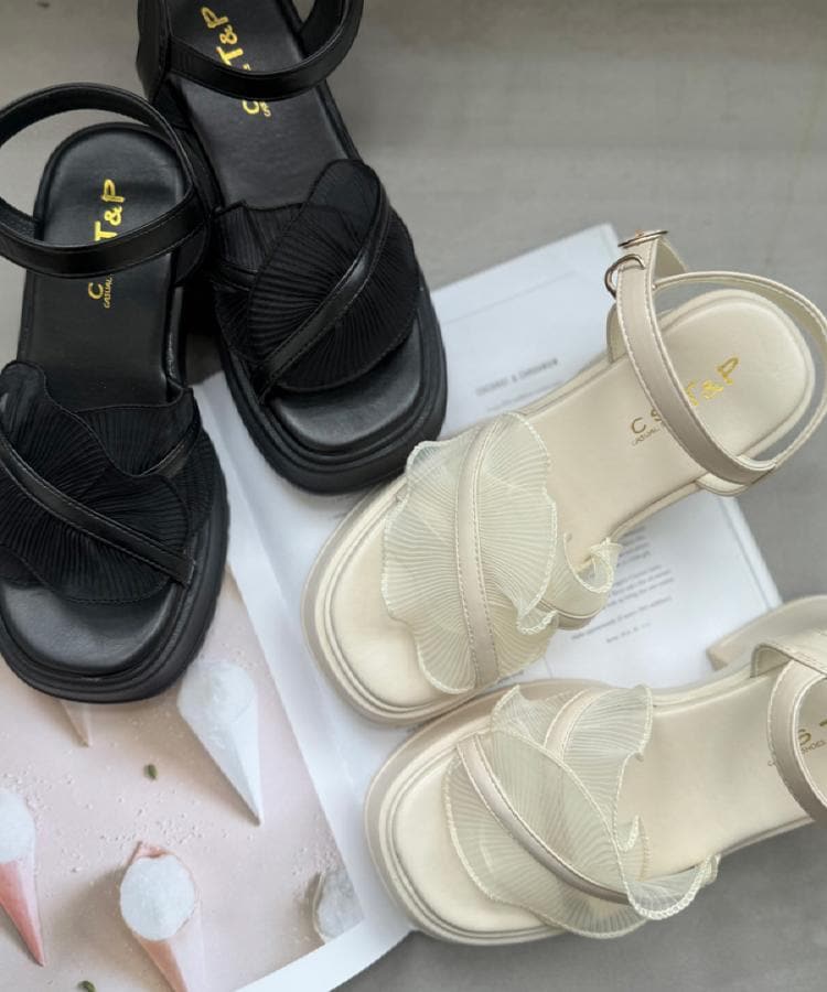 シーエス ティーアンドピー csT&P チュールフリルサンダル （アイボリー(004)） アイボリー(004)