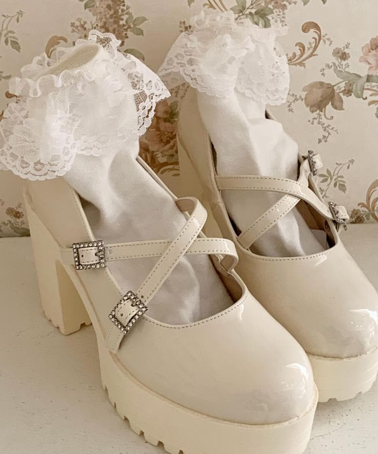 シーエス ティーアンドピー csT&P 厚底キラキラダブルストラップパンプス （アイボリー(204)） アイボリー(204)